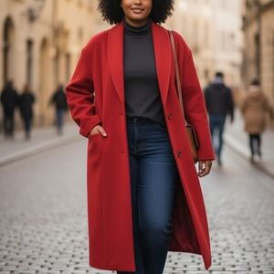 Kristen Blake Red Pea Coat